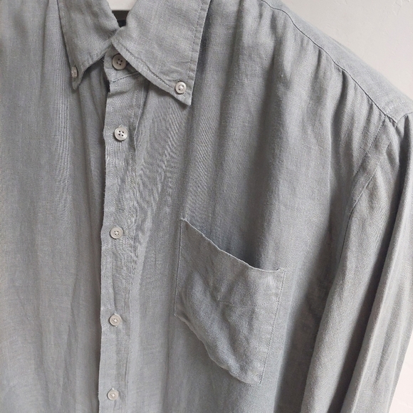 Doppelganger Roma Gray Shirt XL 100% Linen‎ Button Down Dress Up  Lightweight - Picture 7 of 7